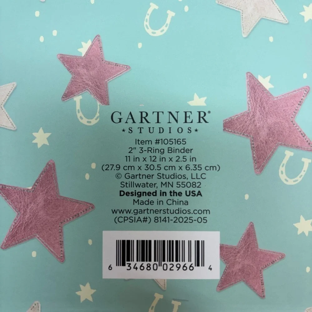 Set of 3 New GARTNER Studios 2” 3 ring binders Star Patterned Binders pink teal